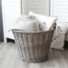 slemcka contemporary grey wicker log basket 450mm 2