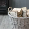 slemcka contemporary grey wicker log basket 450mm 3