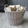 slemcka contemporary grey wicker log basket 450mm 4