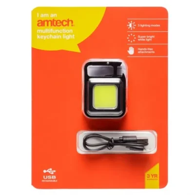 Amtech Mini Multifunction Keychain Light USB Rechargeable 5 usb rechargeable mini keychain light 3 lighting modes 3