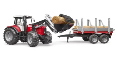Alternative view of Bruder Massey Ferguson 7840 + Frontloader and timber trailer