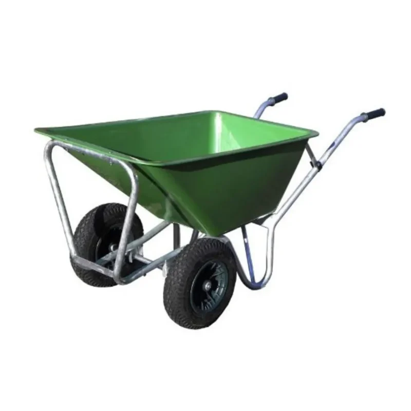 160l green twin wheelbarrow