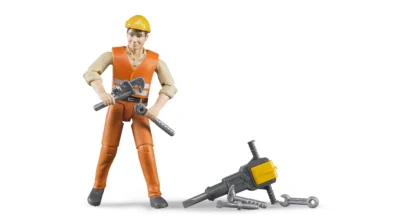 Alternative view of Bruder Construction worker with accessories