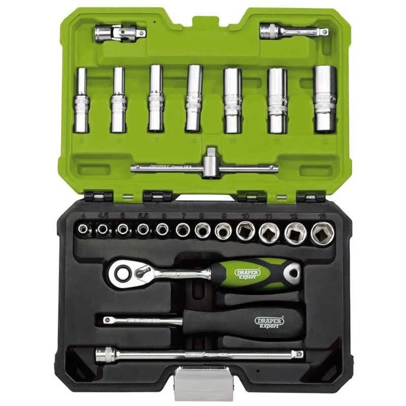 draper expert metric socket set 14 sq. dr. green 25 piece