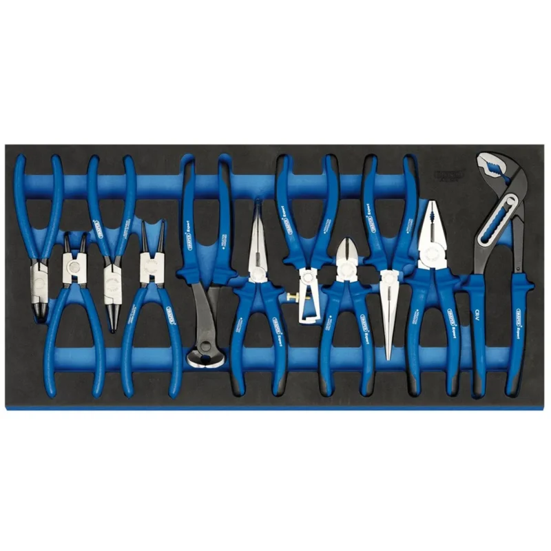 draper heavy duty plier set in full drawer eva insert tray 11 piece