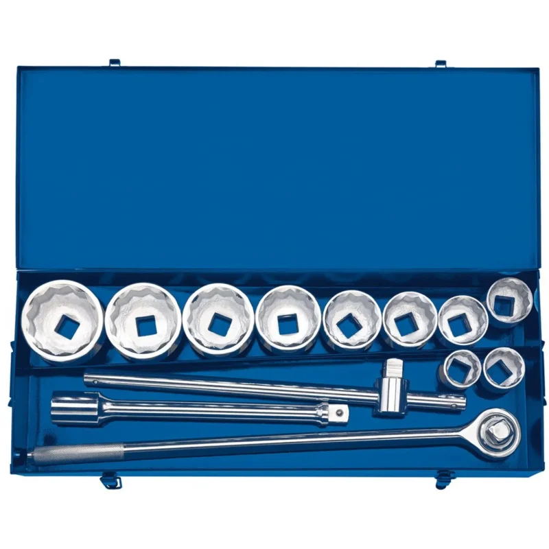 draper metric socket set in metal case 1 sq. dr. 13 piece 1