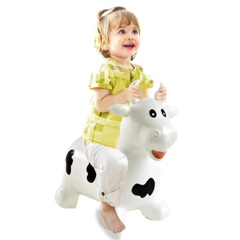 460318 jamara bouncing animal cow whiteblack with pump 1