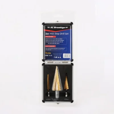 AC Brooklyn 3pc HSS Step Drill Set in Large Aluminum Case