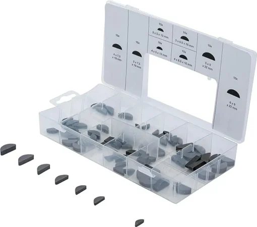 bgs 8117 woodruff key assortment 80 pcs. in plastic storage case carbon steel s45 2