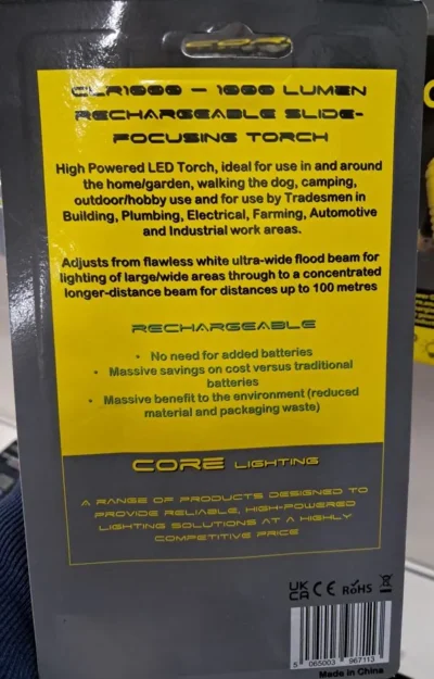 core rechargeable flashlight clr1000 1 1