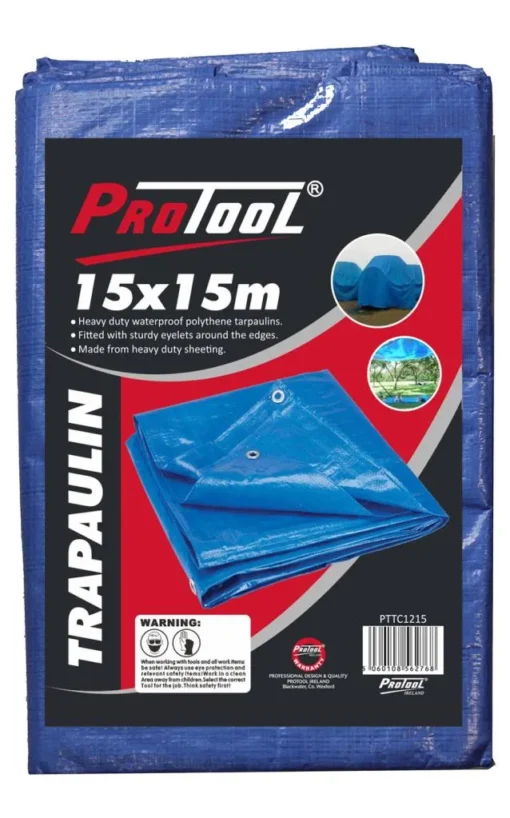 protool heavy duty tarpaulin 15m x 15m pttc1215 durable waterproof cover