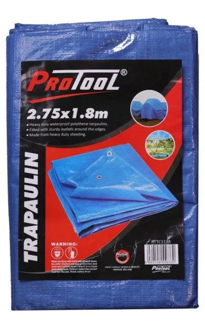 Protool Heavy Duty Tarpaulin 2.75M x 1.8M PTTC1118 | Durable Waterproof Outdoor Cover