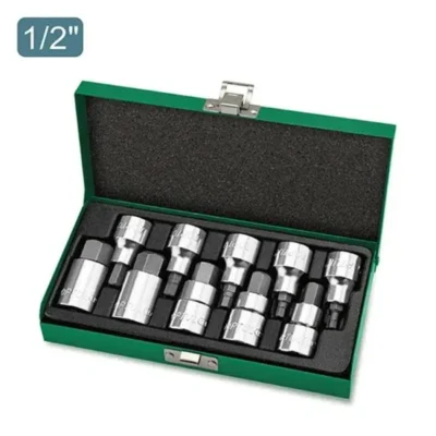 Toptul 9pce 1/2"dr Hex Bit Socket Set (4-19mm) â€“ Durable and Precision Engineered Socket Set
