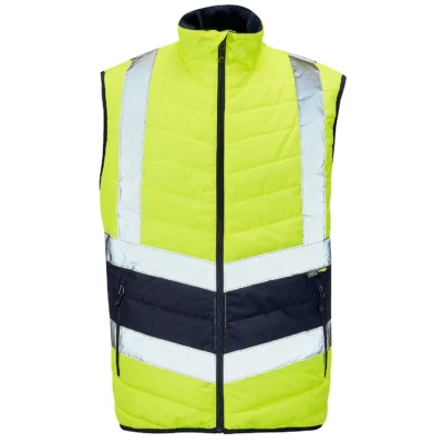 Supertouch 2 Tone Hi Vis Puffer Bodywarmer | Yellow/Navy Quilted Safety Vest