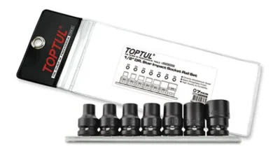 Toptul 1/2"Dr Star Impact Socket Rail Set 7pc | E10 to E24 Durable