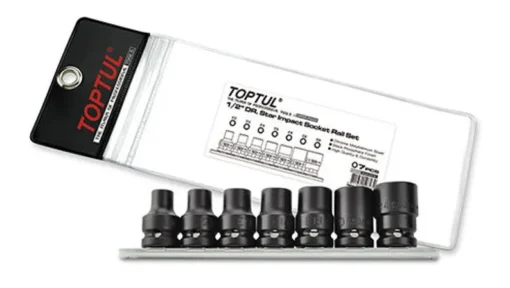 toptul 12dr star impact socket rail set 7pc qgdag0701