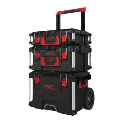 Milwaukee 3 Piece PACKOUT™ Rolling Storage System Set - 4932464244 | Durable Jobsite Organization