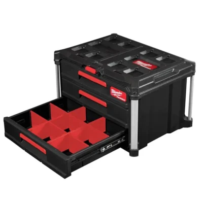 Milwaukee PACKOUT 3-Drawer Tool Box – Heavy-Duty Modular Storage System with 22 Kg Capacity 12 milwaukee packout 3 drawer tool box 3