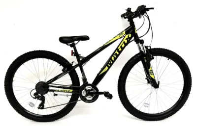 IGNITE TOPGUN 15"/27.5 Bike – Matt Black with Neon Yellow, Steel Frame & Front Suspension