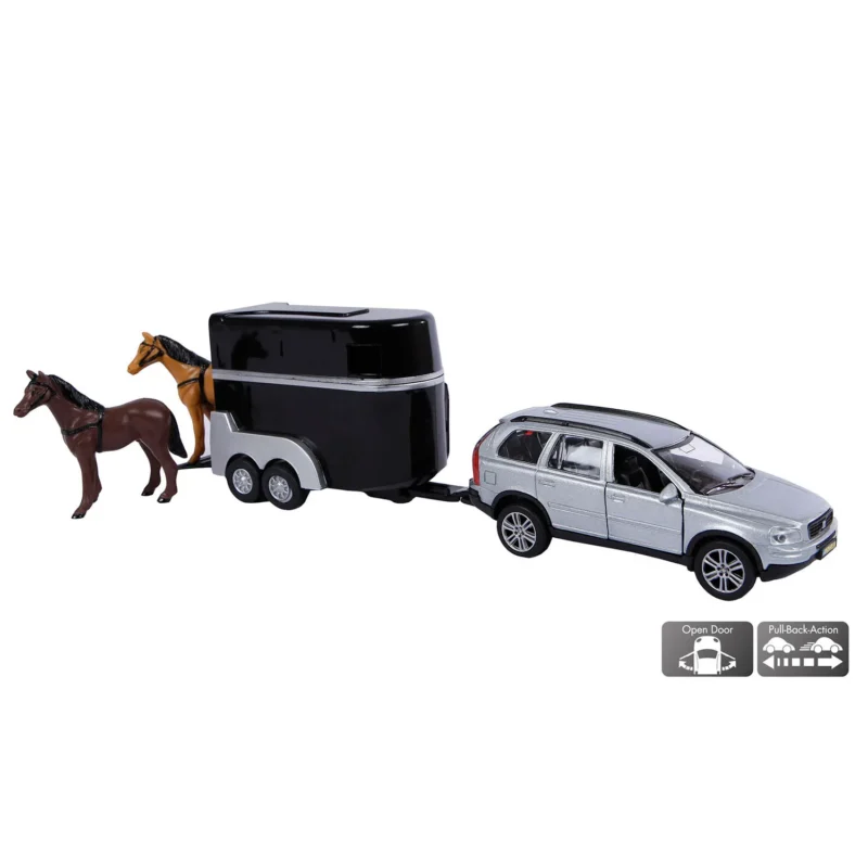 kids globe volvo xc90 jeep with horse trailer 2 horses 3