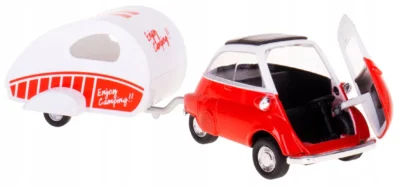 welly bmw red isetta 250 metal model with trailer 1