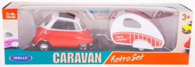welly bmw red isetta 250 metal model with trailer 2