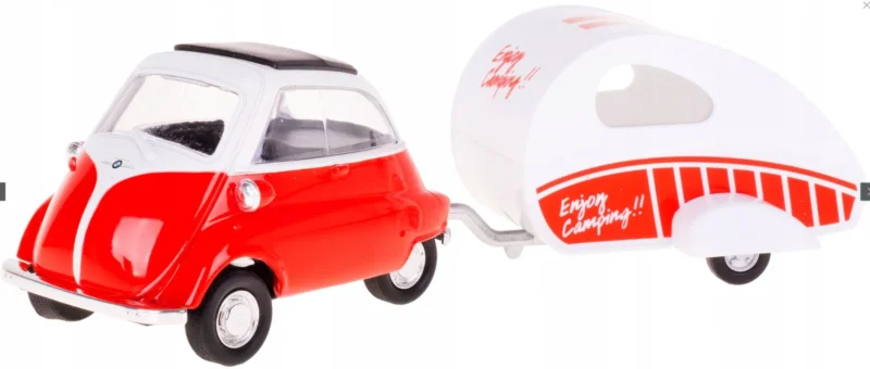 welly bmw red isetta 250 metal model with trailer 4