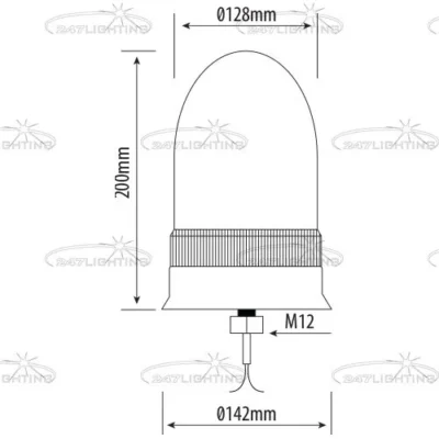 247 single bolt rotating beacon 12 24v 55 70w ip56 rated amber beacon ca 2040c 3