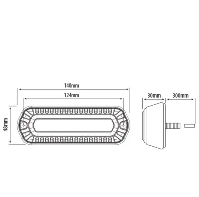 led directional warning light red dimensions