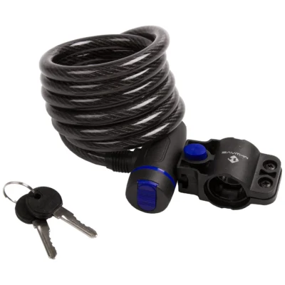 M-WAVE S 10.18 Spiral Cable Lock – 1800mm Bike Cable Lock with Key & Bracket