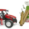 bruder roadmax tractor with forwarding trailer tree trunks 4