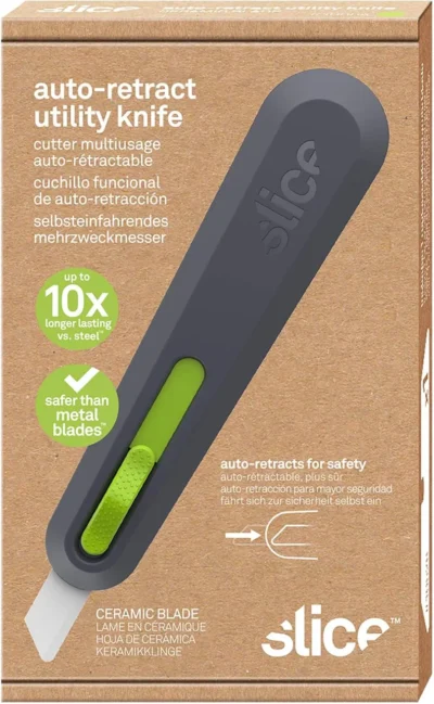 slice 10554 auto retract utility knife – finger friendly ceramic safety blade 8
