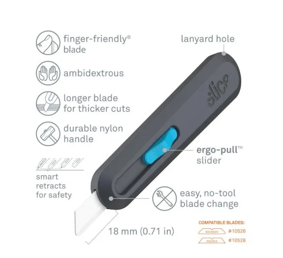 Slice 10558 Smart-Retract Safety Box Cutter – Ceramic Blade with Ergo Pull Slider 5 Slice 10558 Smart-Retract Safety Box Cutter – Ceramic Blade with Ergo Pull Slider - Image 5