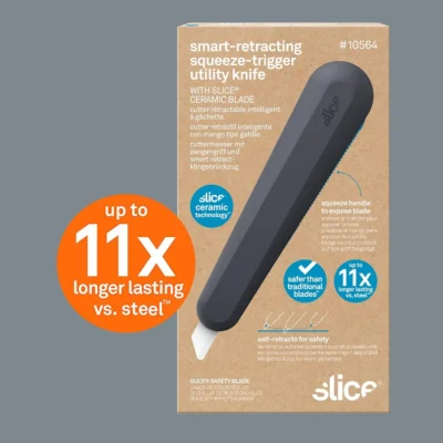 slice 10564 smart retracting squeeze trigger utility knife – finger friendly ceramic blade 7