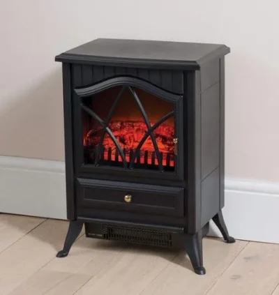 Alternative view of Daewoo 2kW Electric Stove Heater Black HEA1200 – Freestanding Fireplace with Flame Effect