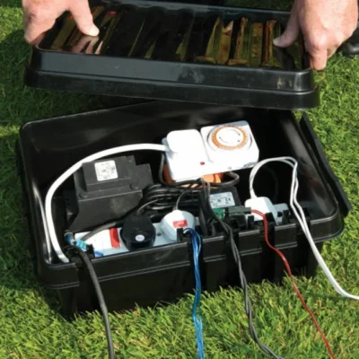 Alternative view of DRiBOX Weatherproof Connection Box DB‑330‑UK‑B – IP55 Outdoor Power Enclosure, Black