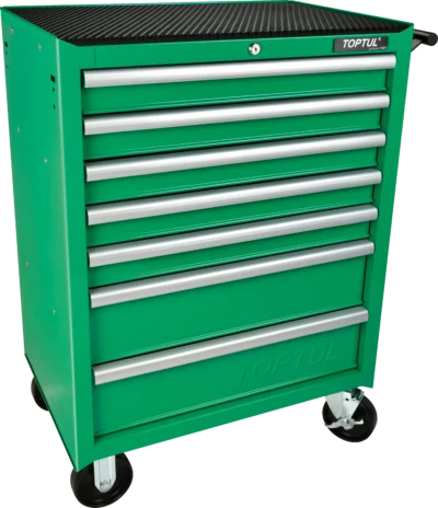 Toptul 7 Drawer Tool Trolley – Green Mobile Storage Unit with Ball Bearing Drawers