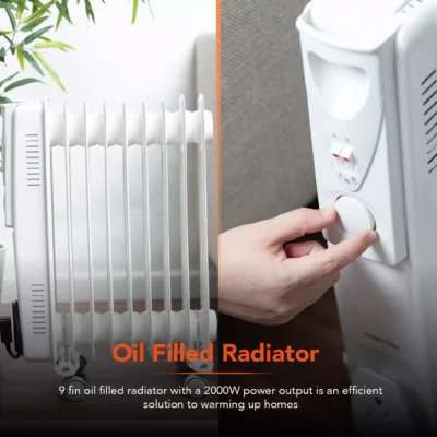 warmlite 2kw oil filled radiator – white bar9102 9 fin portable heater with thermostat 3