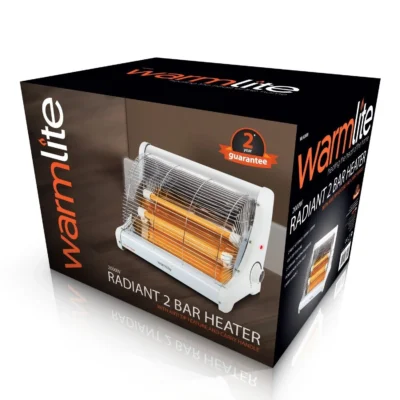 Alternative view of Warmlite Radiant 2 Bar Fire WL42008 – White Portable 2‑Bar Infrared Heater
